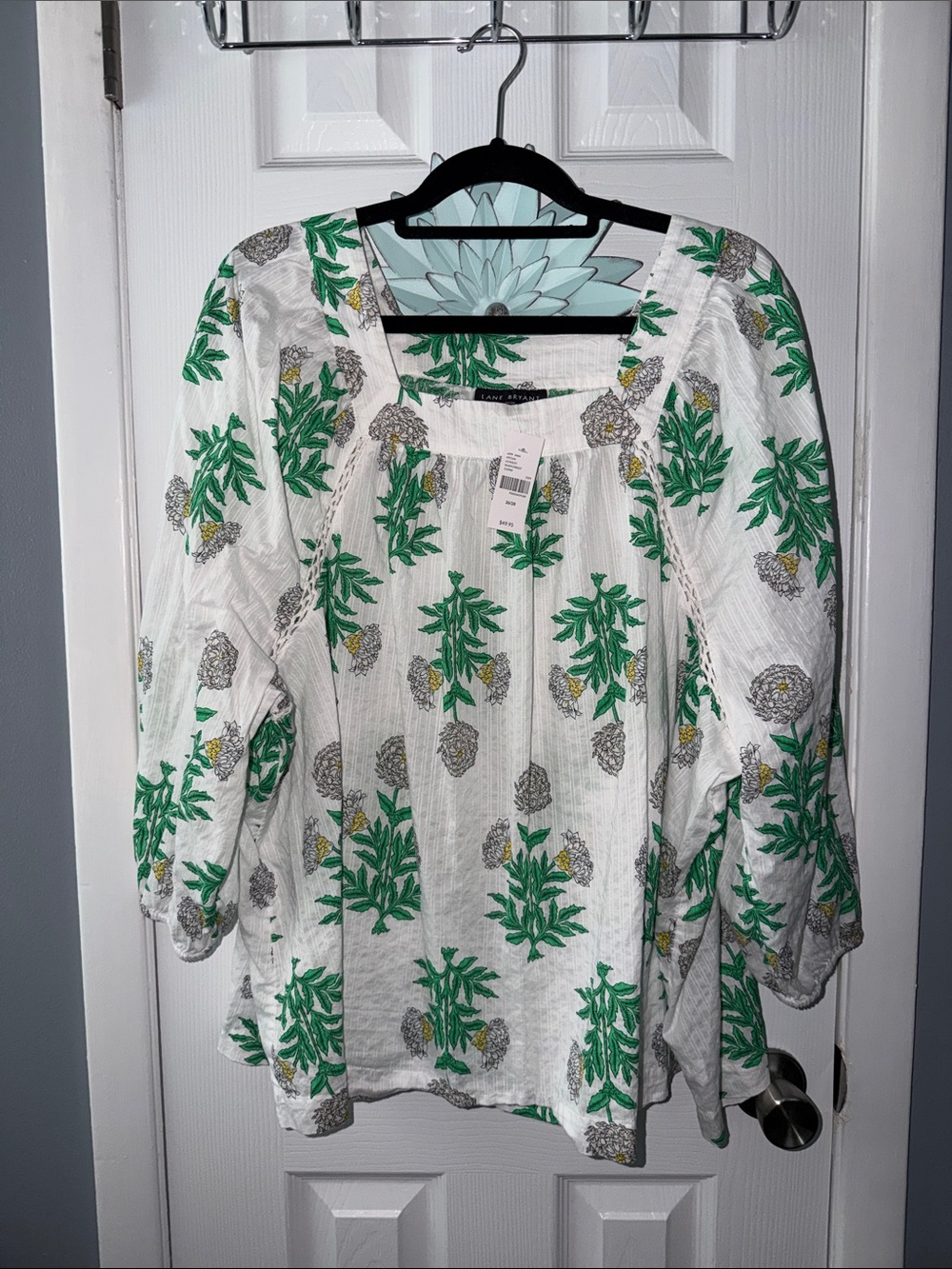 Square-Neck Floral Blouse